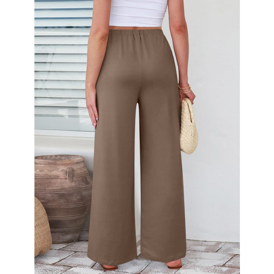 Elastic Waist Wide Leg Pants Apparel and Accessories