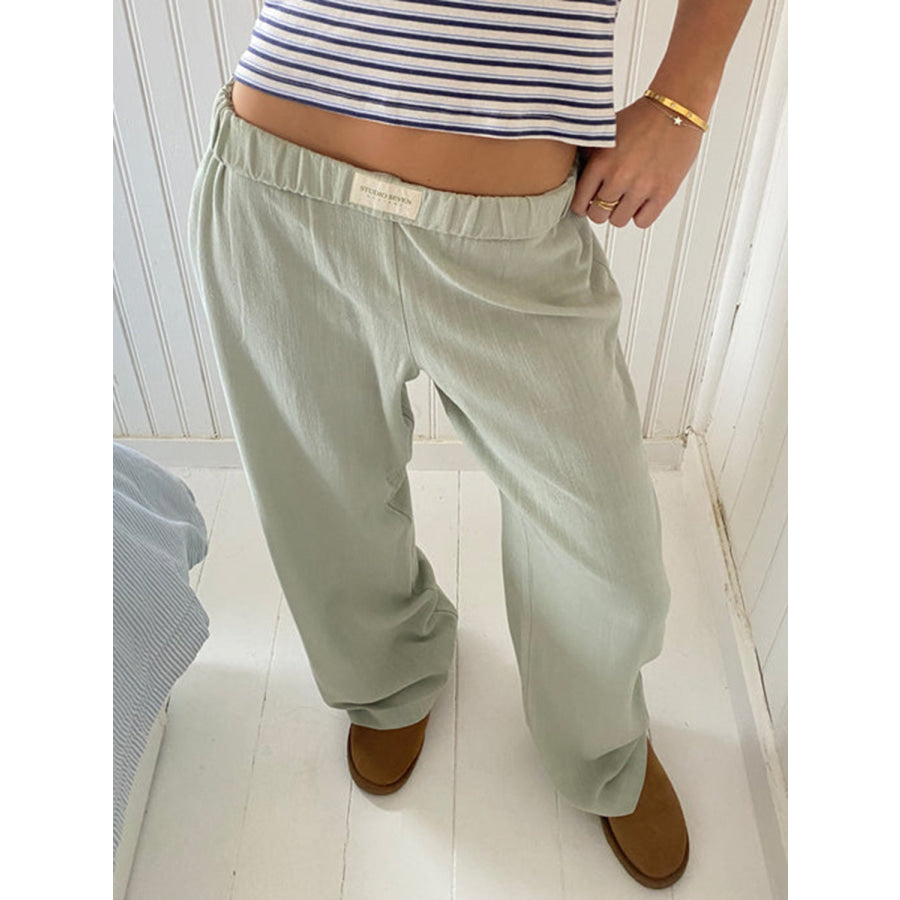 Elastic Waist Wide Leg Pants Apparel and Accessories