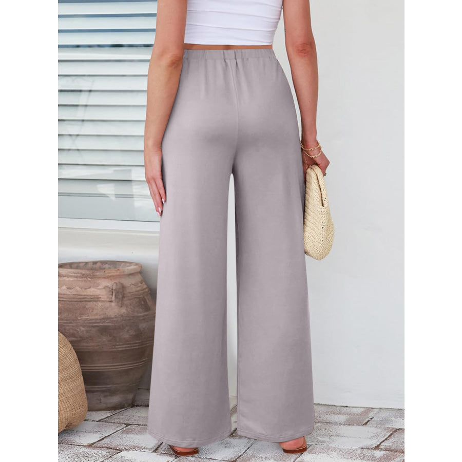 Elastic Waist Wide Leg Pants Apparel and Accessories