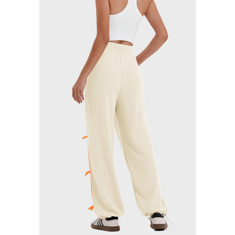 Elastic Waist Wide Leg Pants with Pockets Tan / S Apparel and Accessories