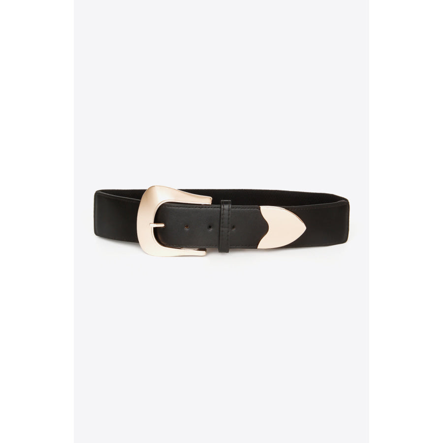 Elastic Wide PU Belt Black / One Size