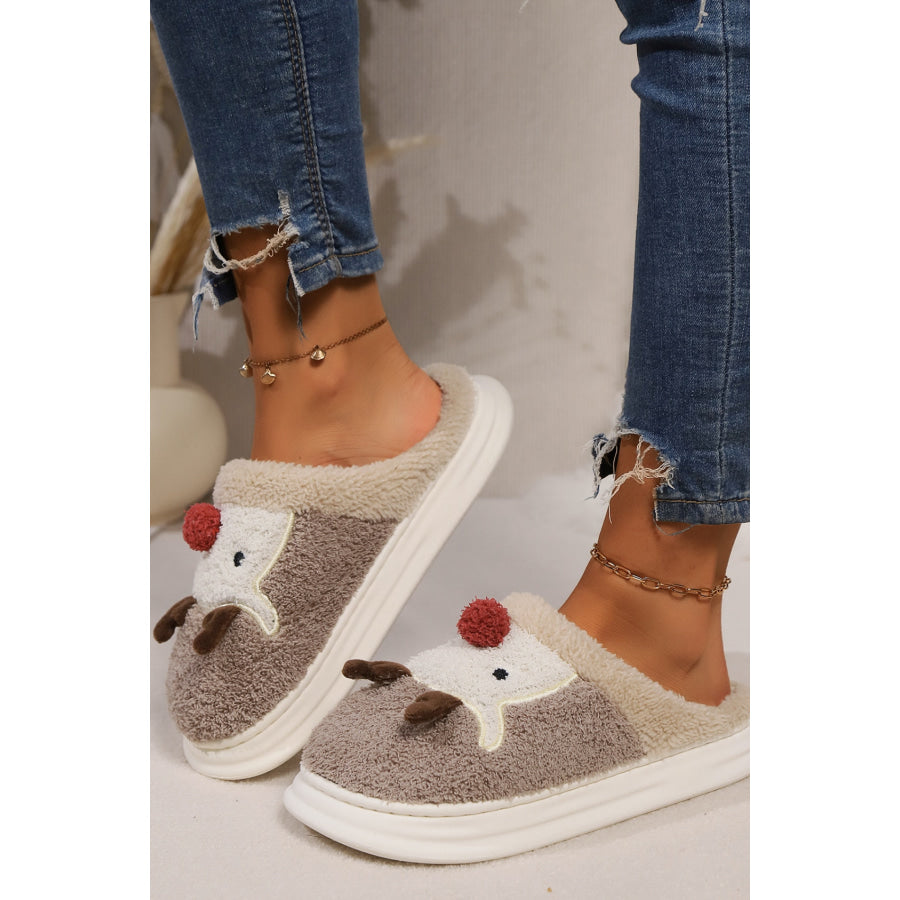 Elk Furry PVC Flat Slippers Apparel and Accessories