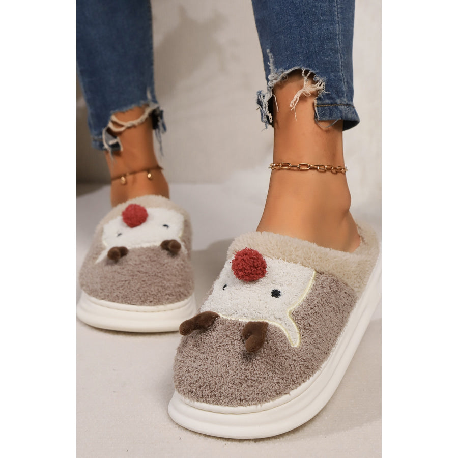 Elk Furry PVC Flat Slippers Apparel and Accessories