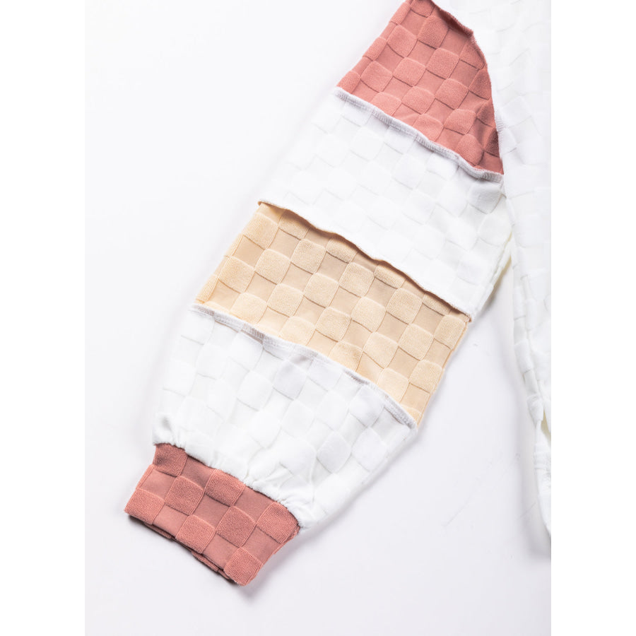 Exposed Seam Side Slit Color Block Long Sleeve Sweatshirt Apparel and Accessories