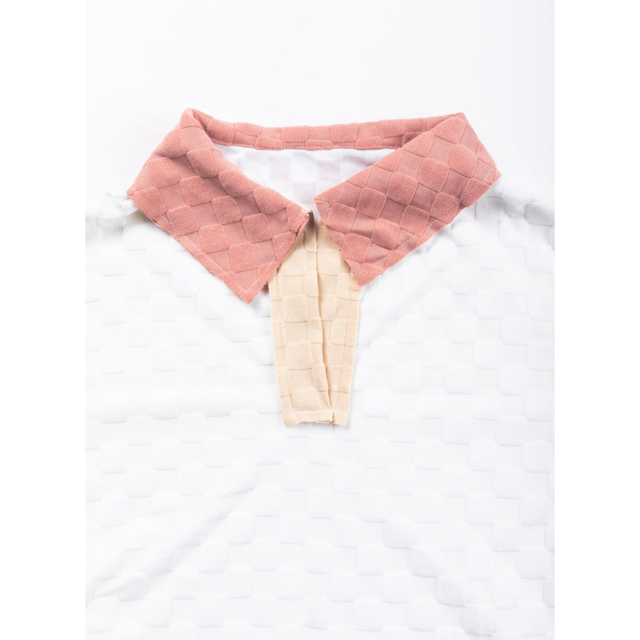 Exposed Seam Side Slit Color Block Long Sleeve Sweatshirt Apparel and Accessories