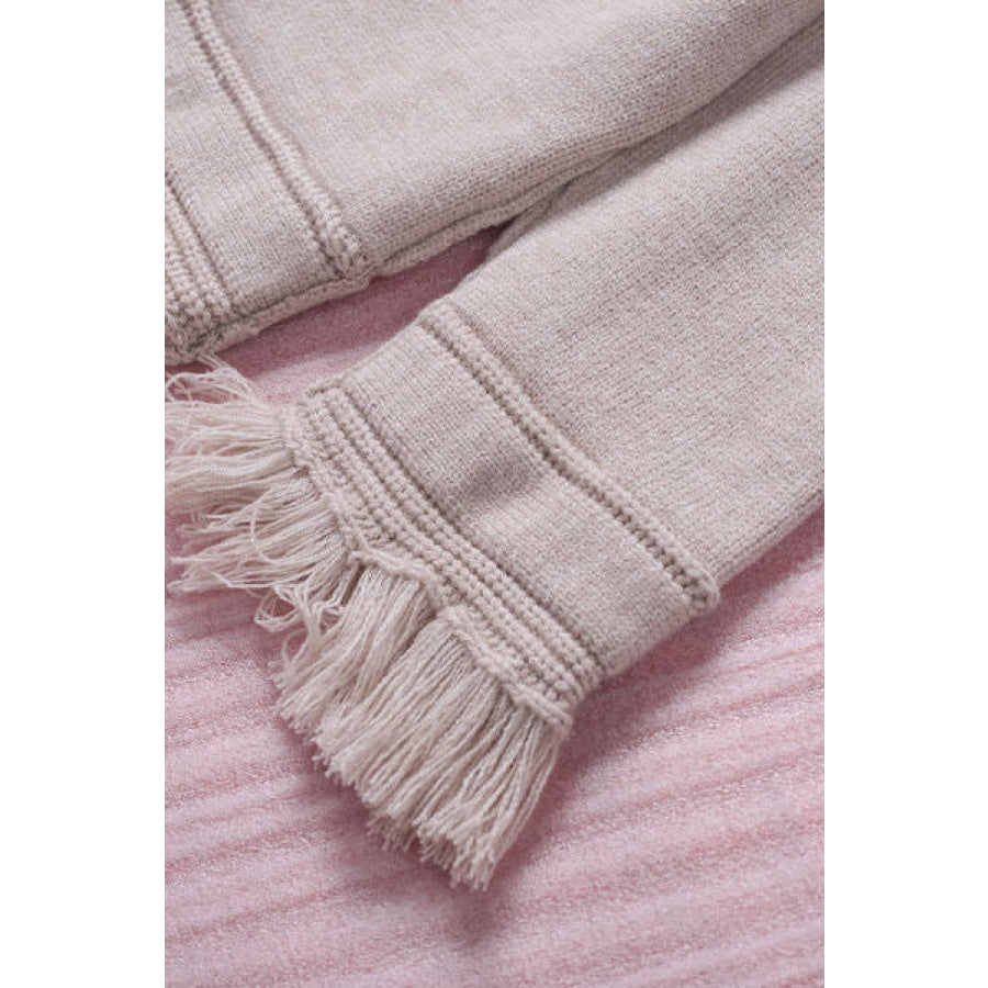 Exposed Seam V - Neck Fringe Hem Knit Top Apparel and Accessories