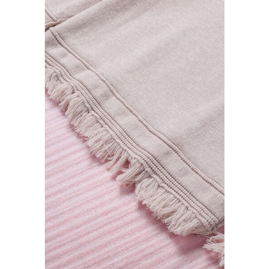 Exposed Seam V - Neck Fringe Hem Knit Top Apparel and Accessories