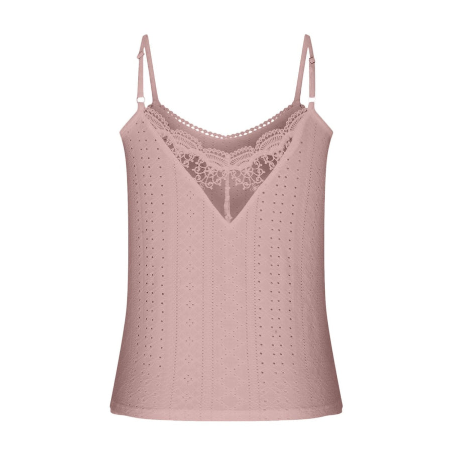 Eyelet Lace Detail V-Neck Cami Apparel and Accessories