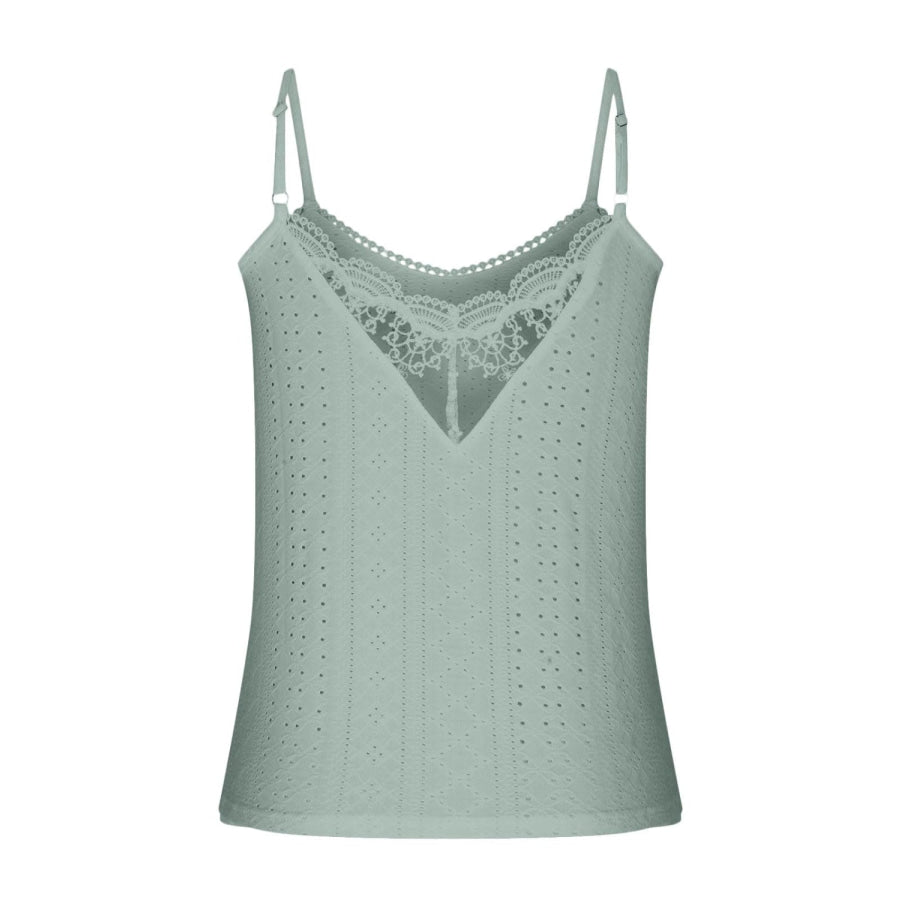 Eyelet Lace Detail V-Neck Cami Apparel and Accessories