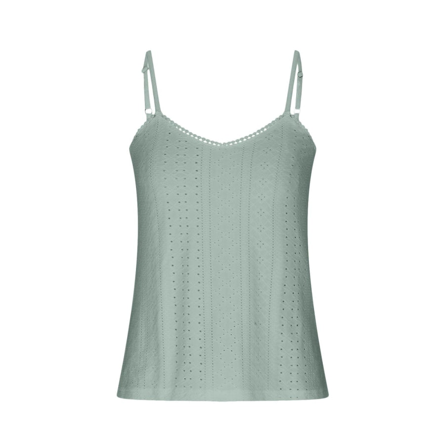 Eyelet Lace Detail V-Neck Cami Apparel and Accessories