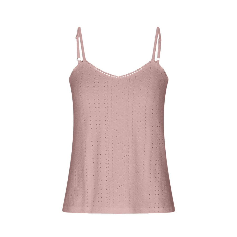 Eyelet Lace Detail V-Neck Cami Apparel and Accessories