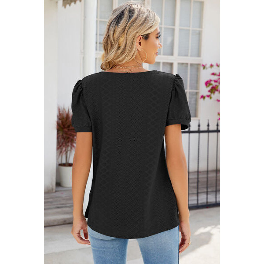 Eyelet Puff Sleeve T - Shirt Apparel and Accessories