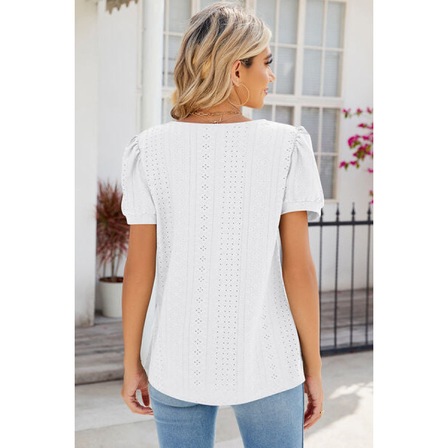 Eyelet Puff Sleeve T - Shirt Apparel and Accessories