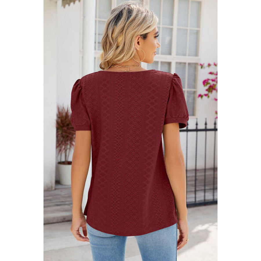 Eyelet Puff Sleeve T - Shirt Apparel and Accessories