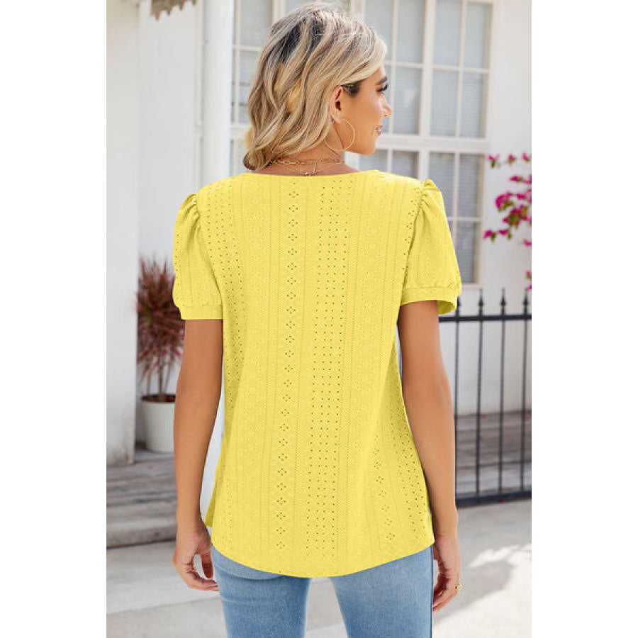 Eyelet Puff Sleeve T - Shirt Apparel and Accessories
