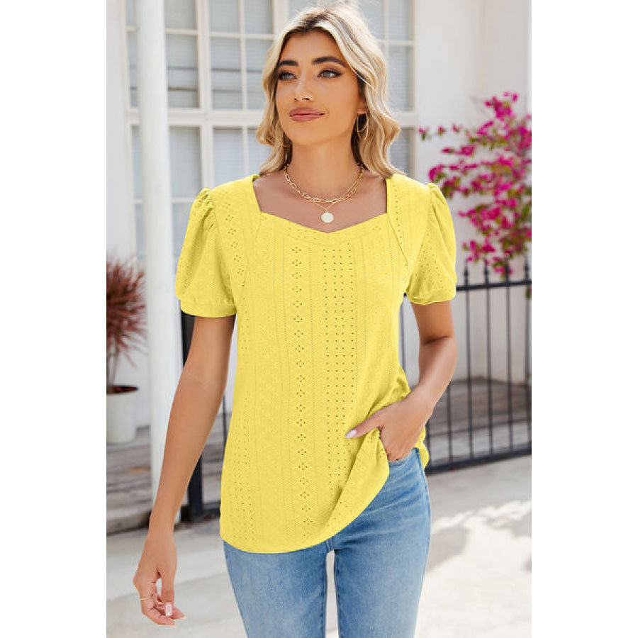 Eyelet Puff Sleeve T - Shirt Apparel and Accessories
