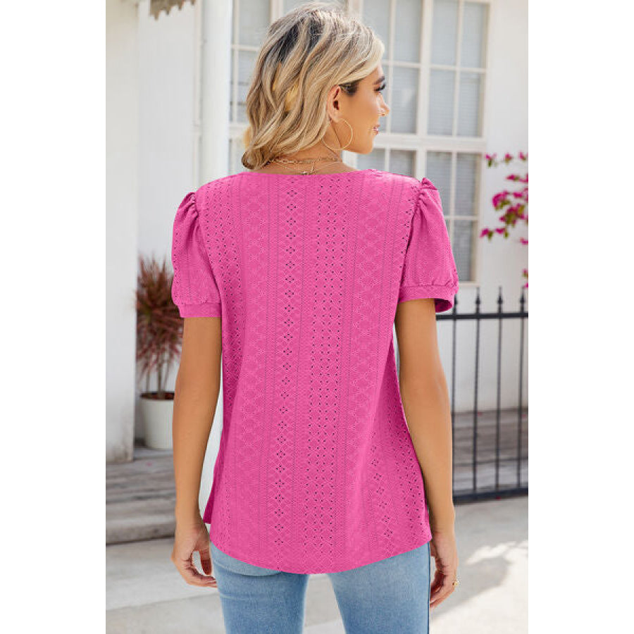 Eyelet Puff Sleeve T - Shirt Apparel and Accessories