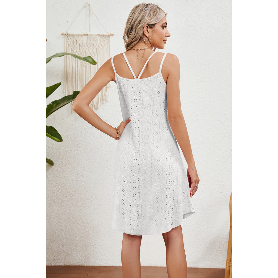 Eyelet Scoop Neck Double Strap Dress Apparel and Accessories