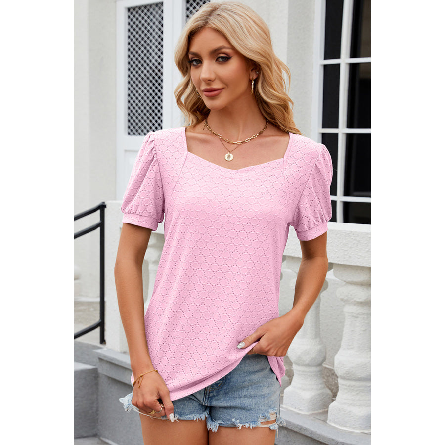 Eyelet Short Sleeve Top Apparel and Accessories