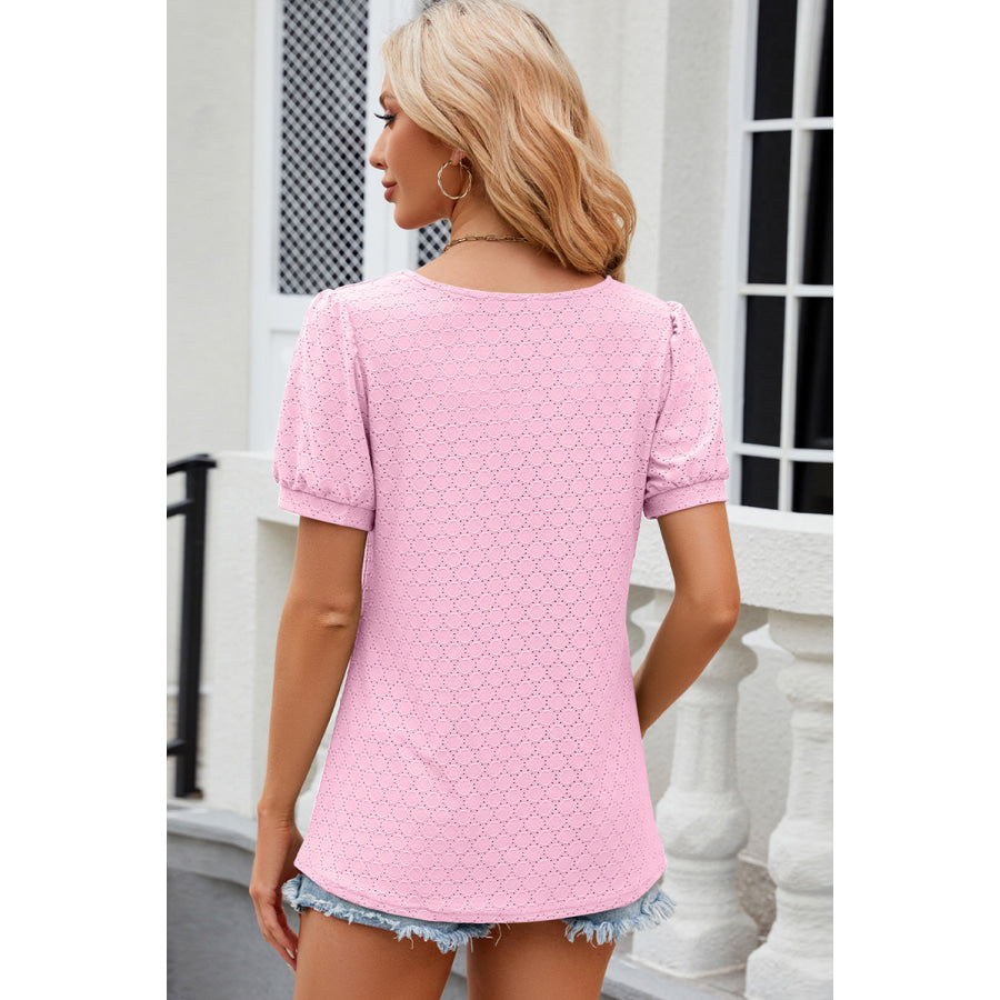 Eyelet Short Sleeve Top Apparel and Accessories