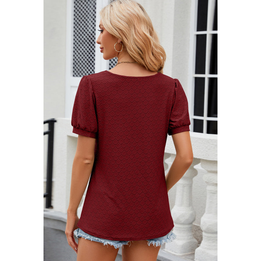 Eyelet Short Sleeve Top Apparel and Accessories
