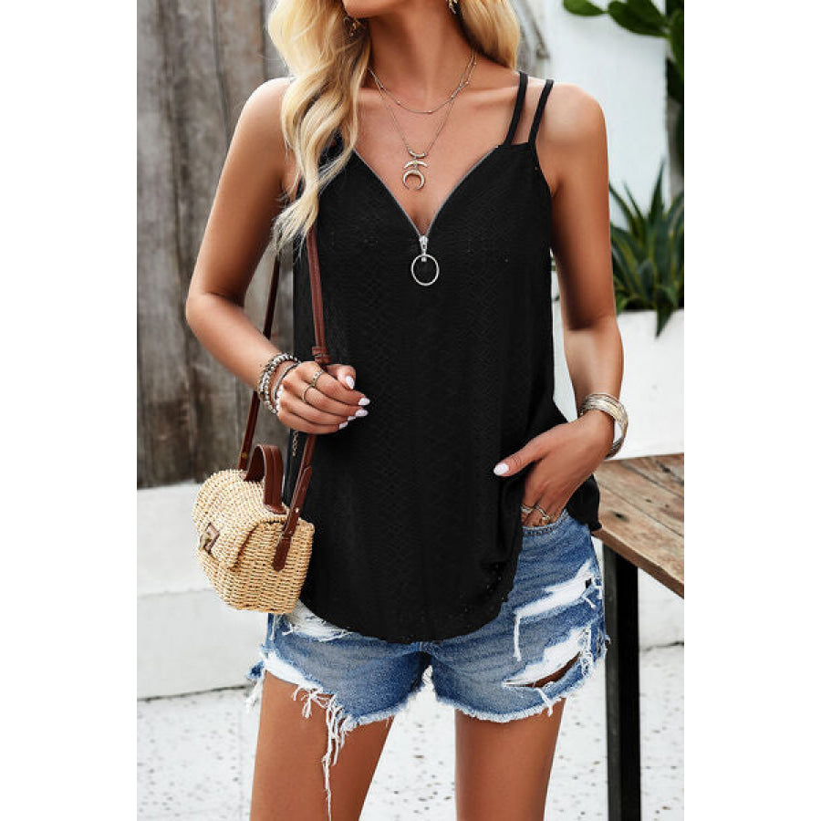 Eyelet V - Neck Double Strap Cami Apparel and Accessories