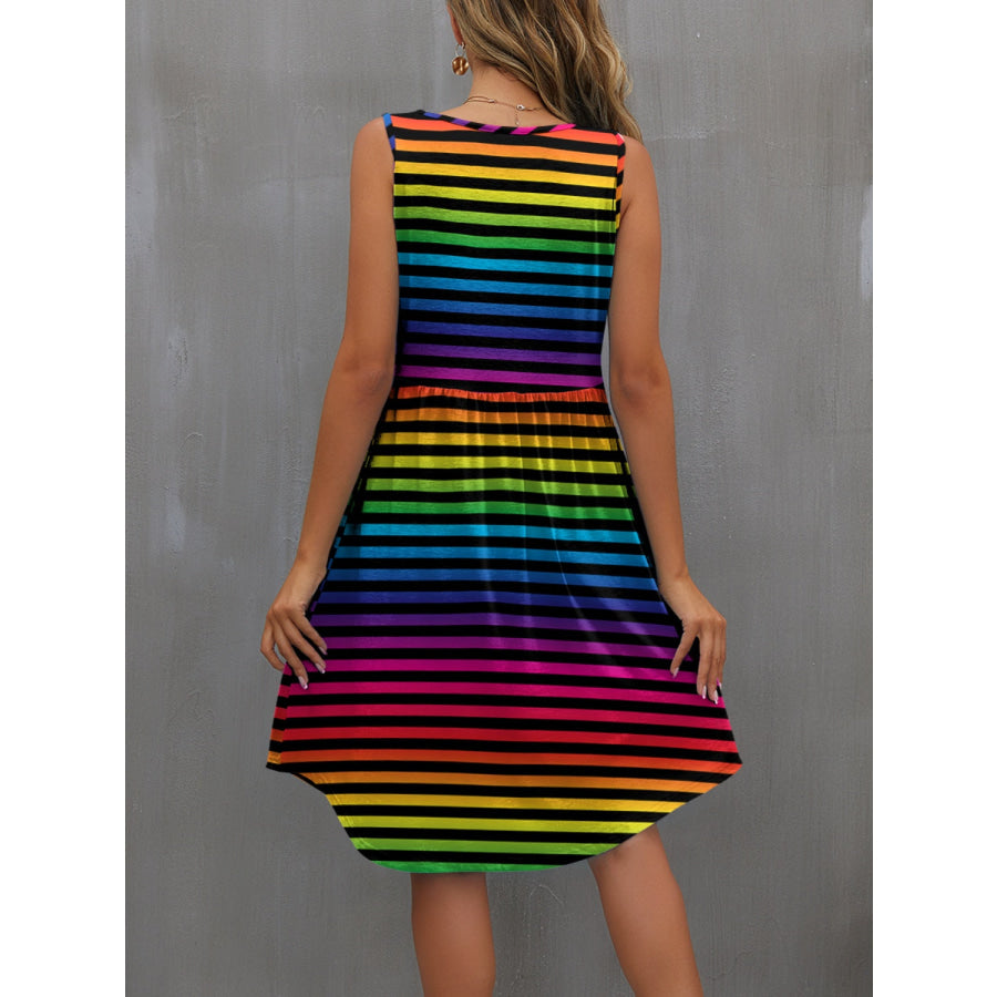 FAM-FAM Round Neck Wide Strap Mini Dress Apparel and Accessories