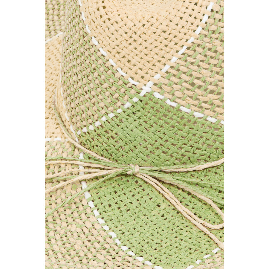 Fame Contrast Straw Braid Hat Green / One Size Apparel and Accessories