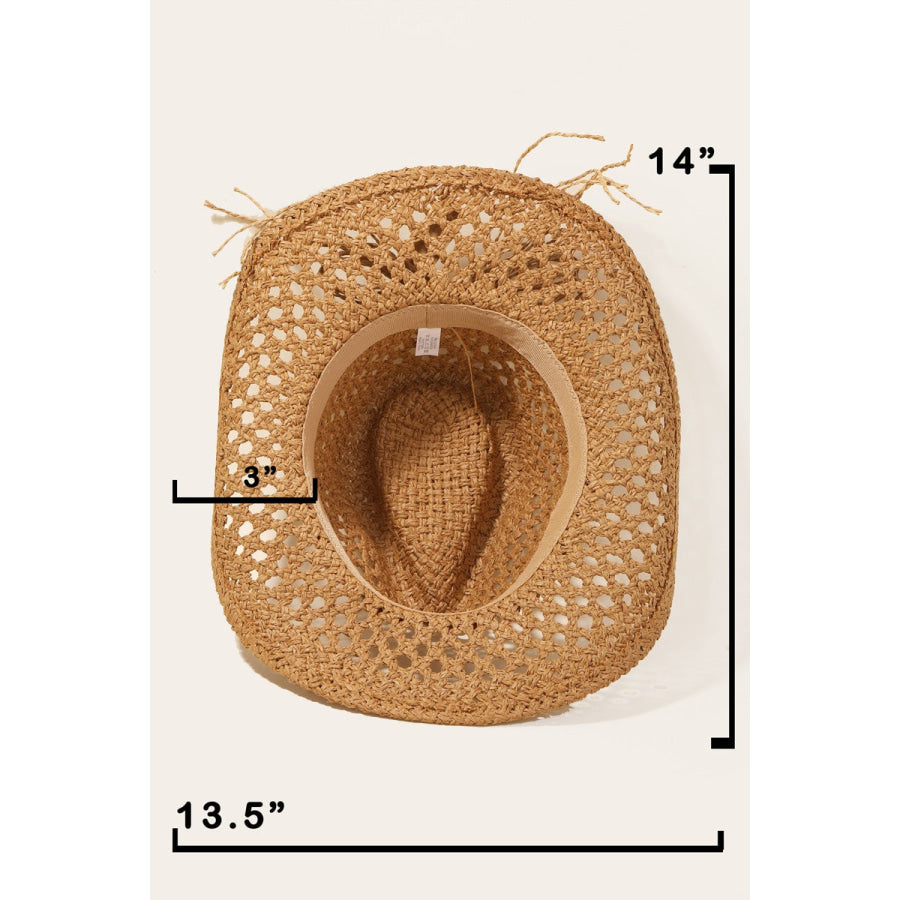 Fame Cowrie Shell Beaded String Straw Hat TA / One Size Apparel and Accessories