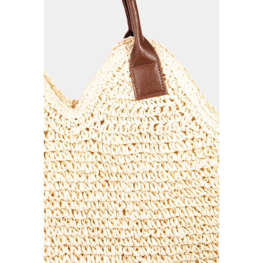 Fame Straw Braided Faux Leather Strap Shoulder Bag Apparel and Accessories