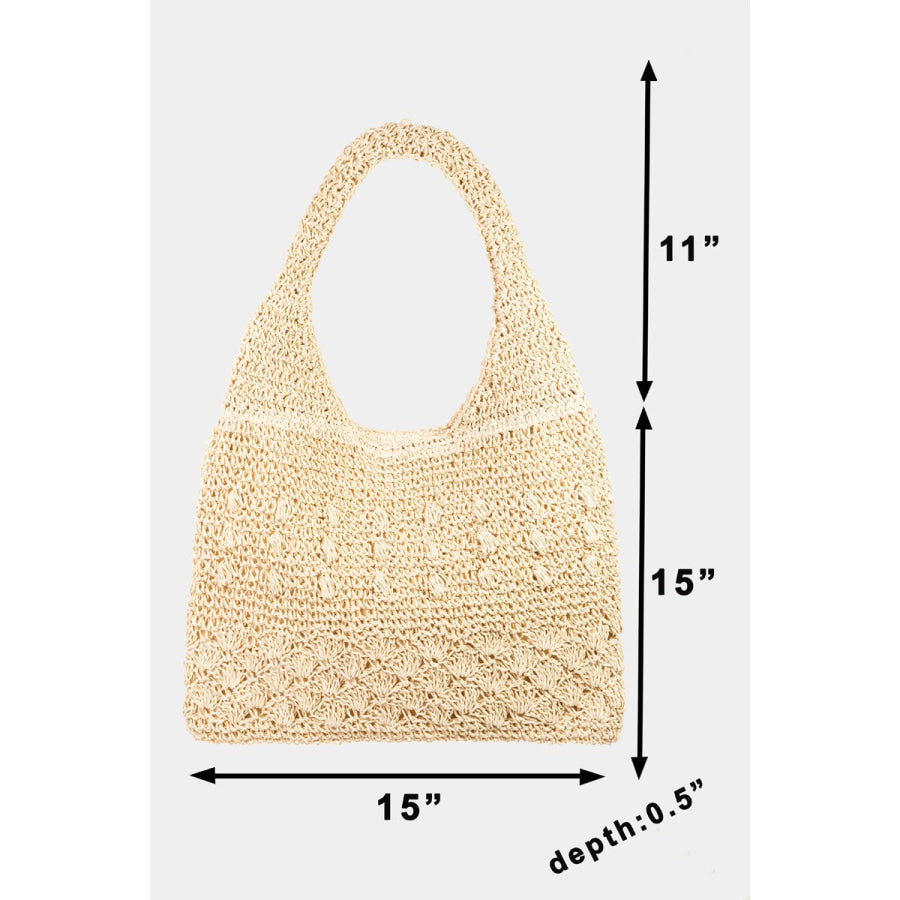 Fame Straw Braided Tote Bag IV / One Size Apparel and Accessories