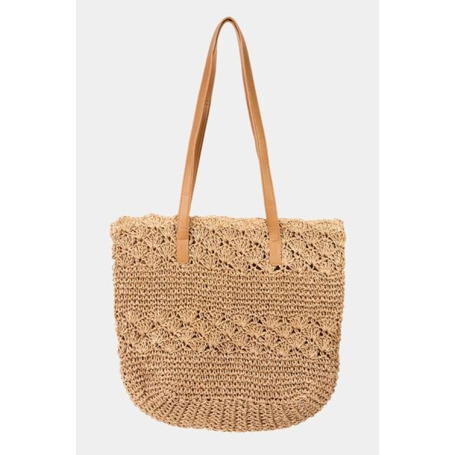 Fame Straw Braided Tote Bag KA / One Size Apparel and Accessories
