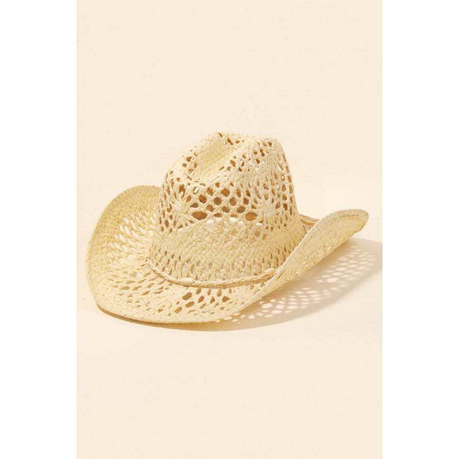 Fame Straw Weave Rope Ribbon Cowboy Hat Iv / One Size Apparel and Accessories