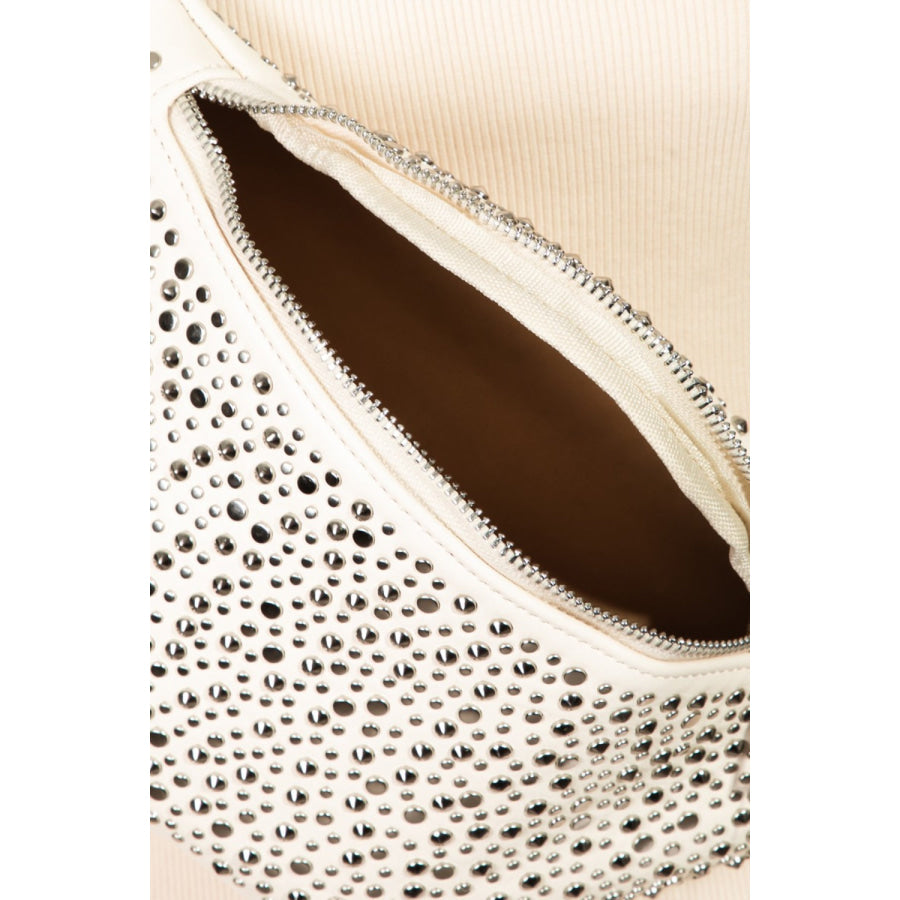 Fame Studded Crossbody Bag Ivory / One Size Apparel and Accessories