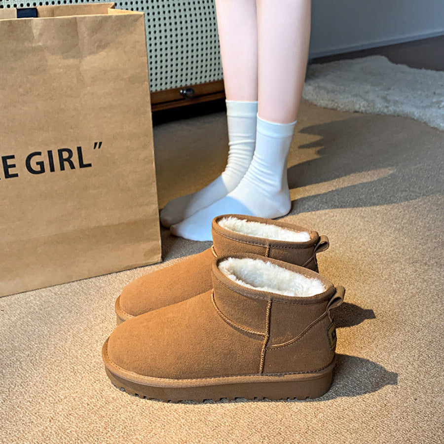 Faux Fur Round Toe Platform Boots Terracotta / 35(US4) Apparel and Accessories