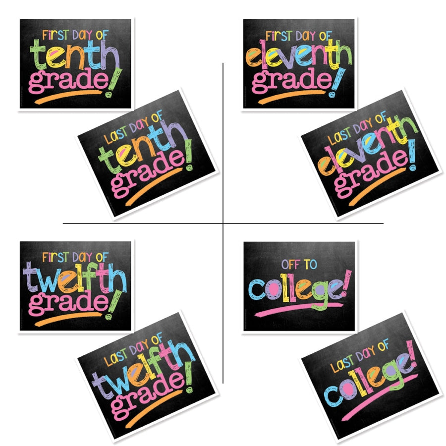 First &amp; Last Day of School Signs | Photo Prop Deck | 17 Grades | (4) Styles Back to School