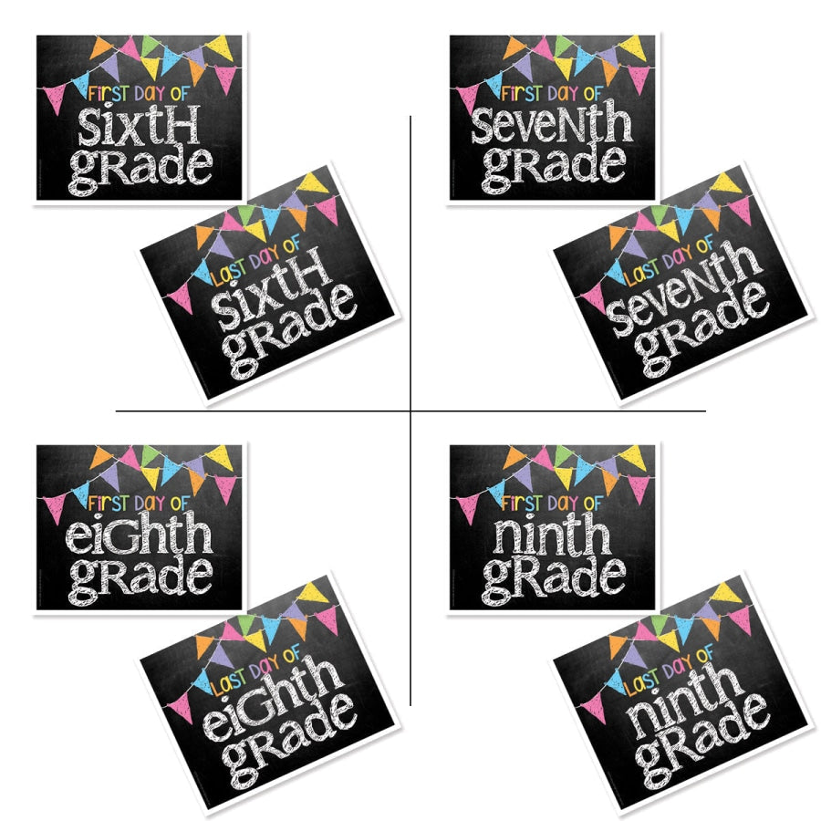 First &amp; Last Day of School Signs | Photo Prop Deck | 17 Grades | (4) Styles Back to School