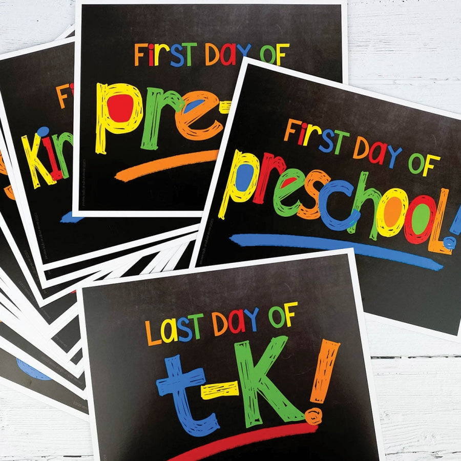 First &amp; Last Day of School Signs | Photo Prop Deck | 17 Grades | (4) Styles Primary Text Back to School