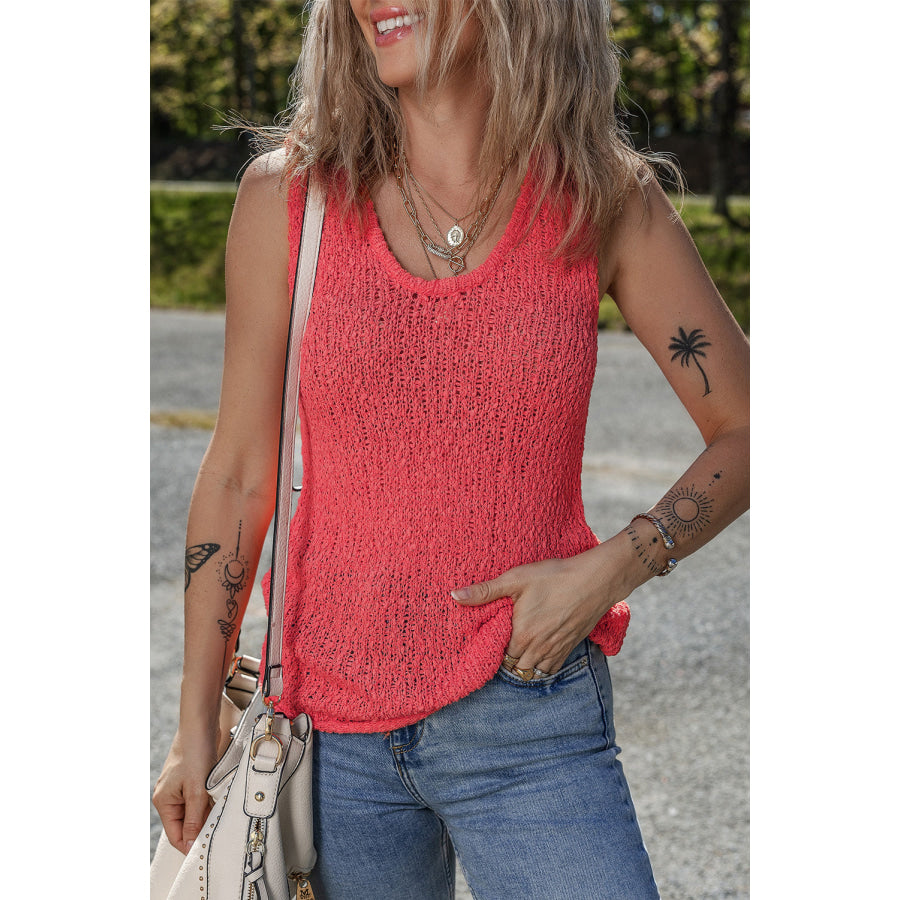 Flamingo Textured Knit U Neck Slim Fit Sweater Vest Flamingo / S / 100% Polyester Sweaters & Cardigans/Sweater Vests