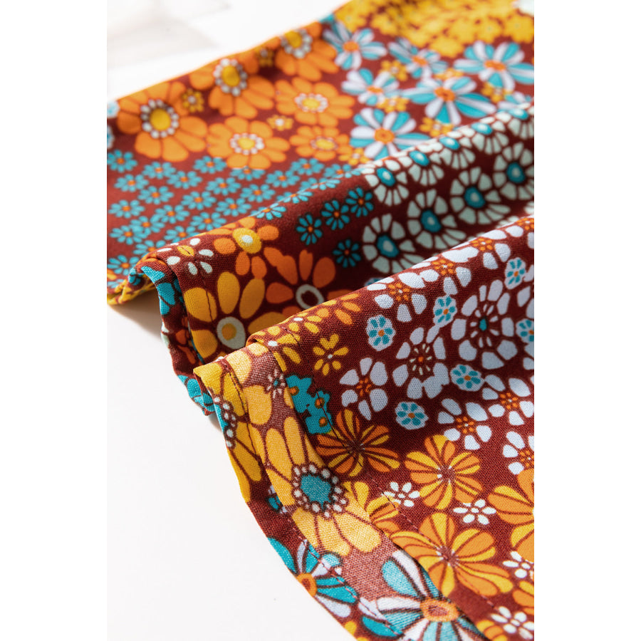 Floral Crisscross Strap Wide Leg Overalls Apparel and Accessories