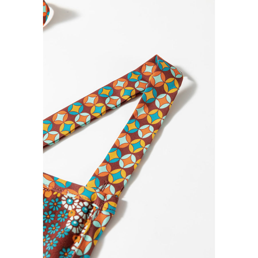 Floral Crisscross Strap Wide Leg Overalls Apparel and Accessories