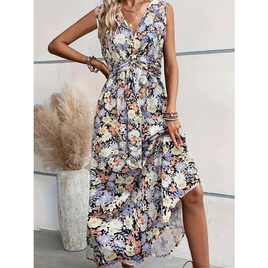 Floral Sleeveless Midi Dress Floral / S Apparel and Accessories