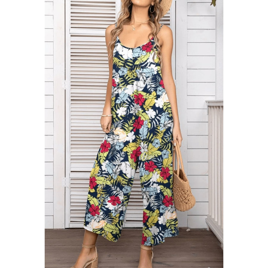 Floral Spaghetti Strap Wide Leg Jumpsuit