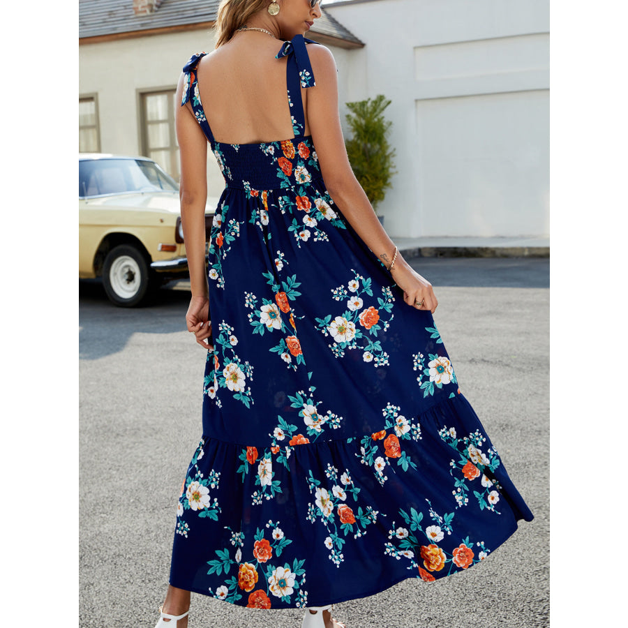 Floral Tie-Shoulder Sleeveless Dress