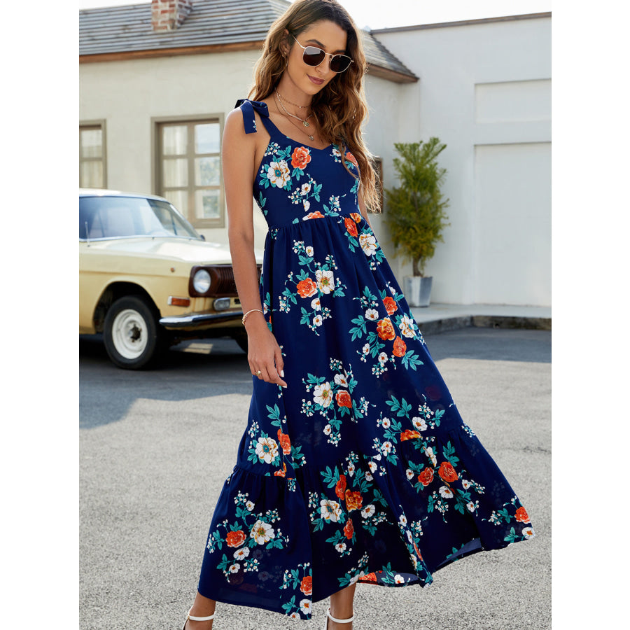 Floral Tie-Shoulder Sleeveless Dress