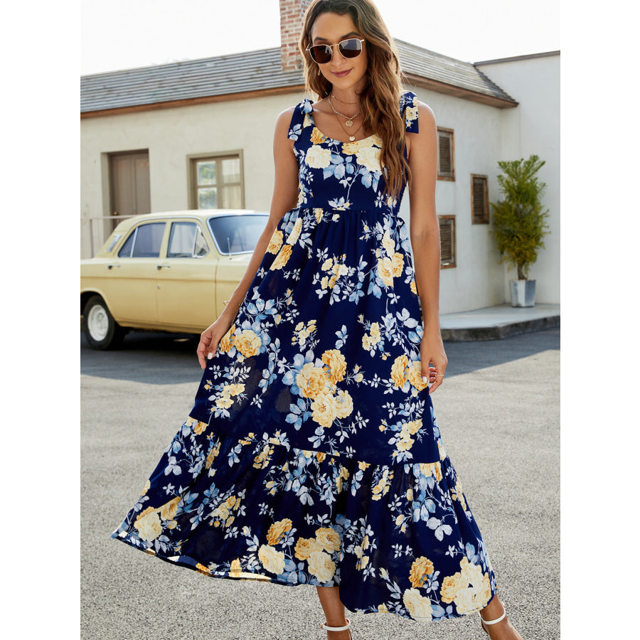 Floral Tie-Shoulder Sleeveless Dress