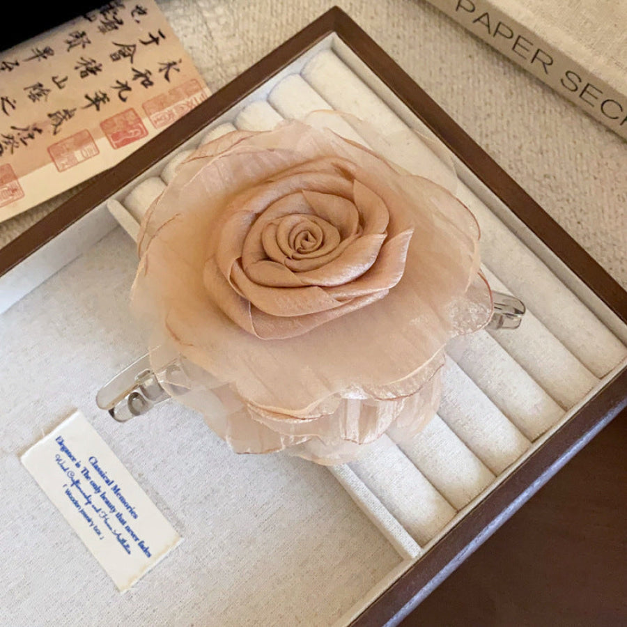 Flower Acrylic Hair Claw Clip Tan / One Size Apparel and Accessories