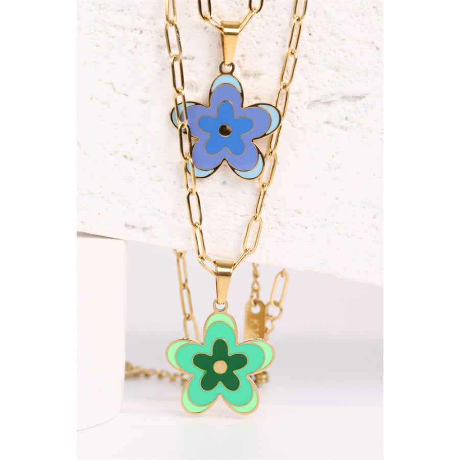 Flower Pendant Stainless Steel Necklace