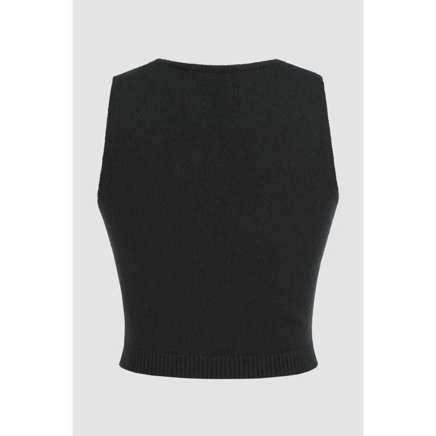 Flower Scoop Neck Knit Vest