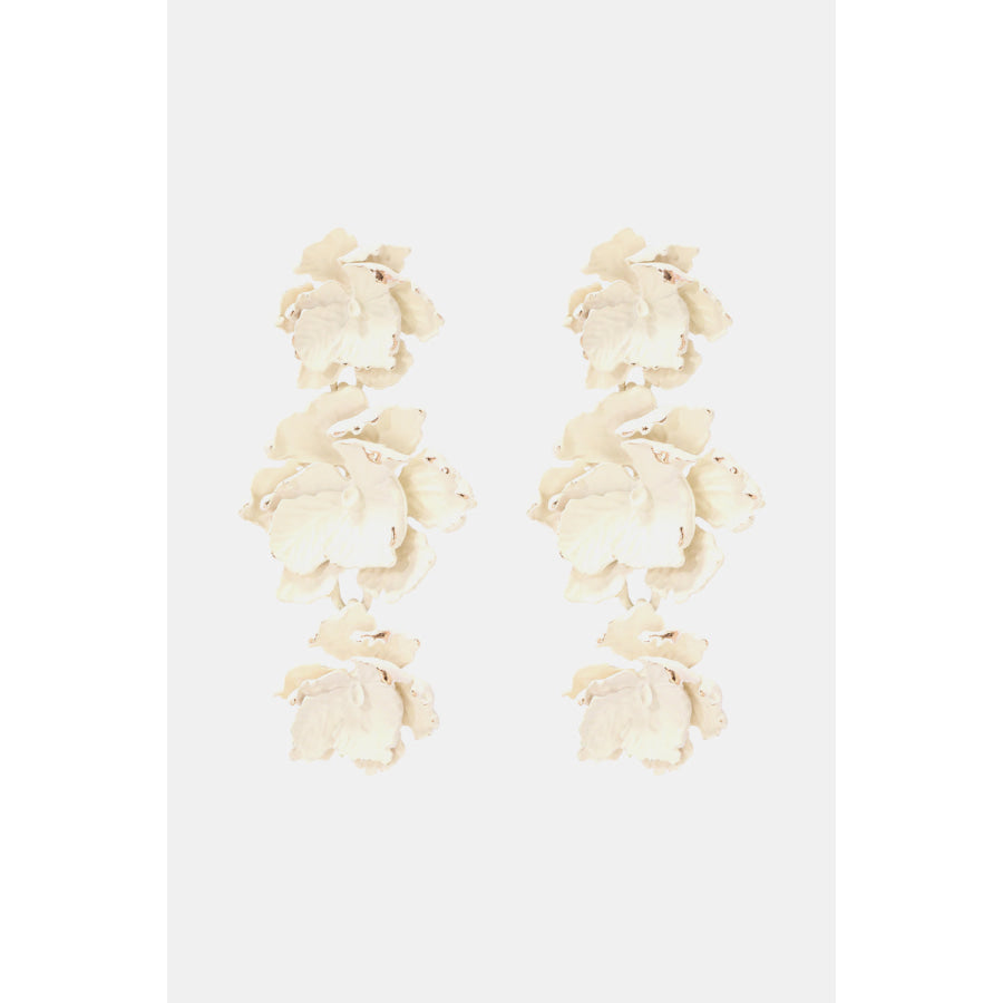Flower Shape Zinc Alloy Dangle Earrings White / One Size
